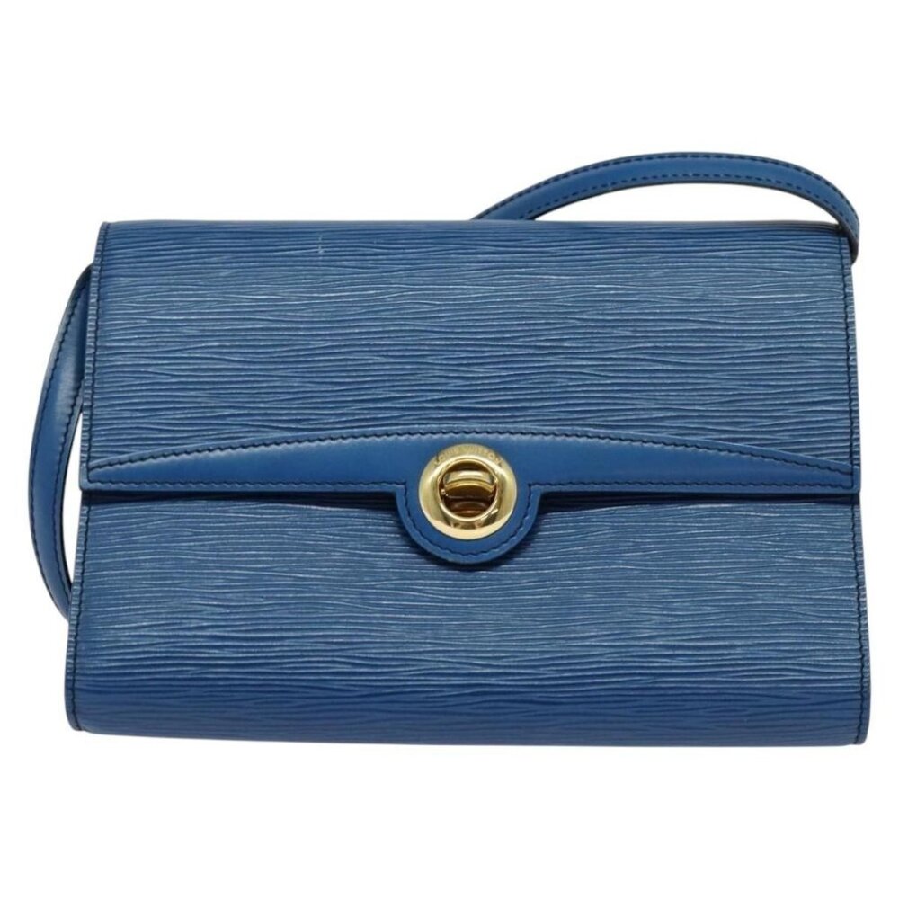 Authentic LOUIS VUITTON Epi Pochette Arche Shoulder Bag Blue M52575 LV - Picture 5 of 16